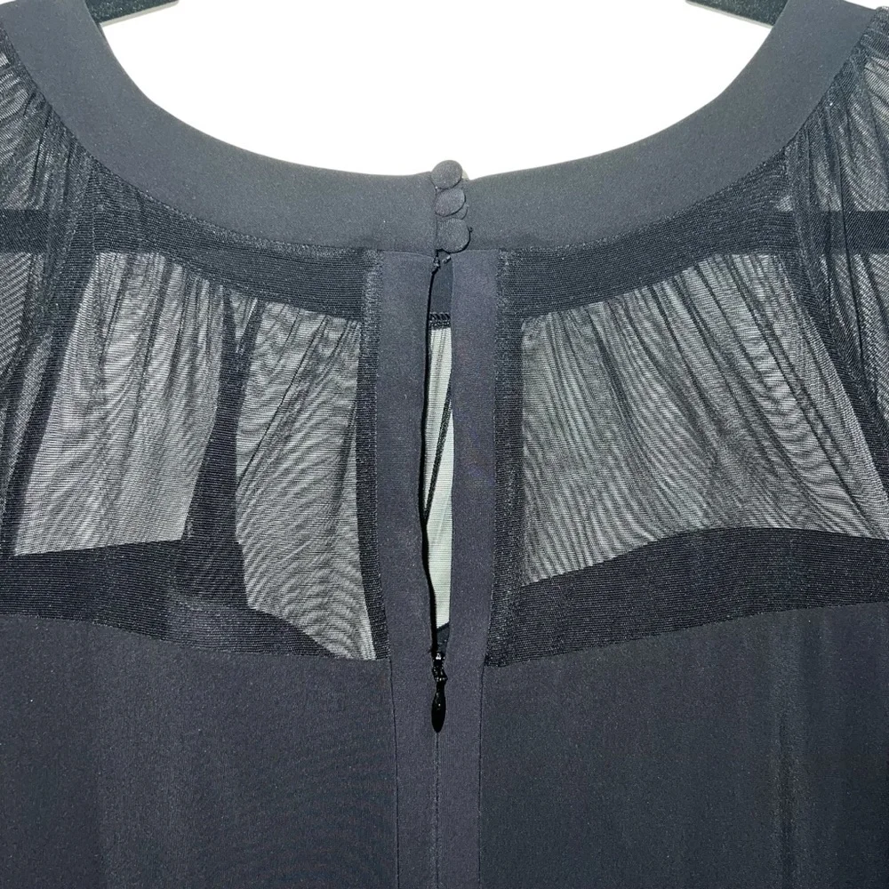 NEW NWT Chiara Boni La Petite Robe Floria Short Sleeve Illusion Midi Dress Black - Picture 8 of 11
